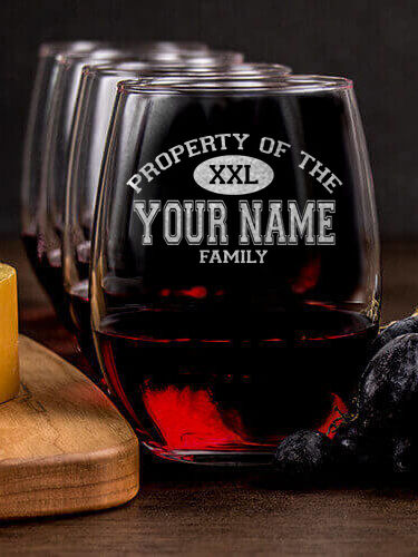 Property of Family : Cheese Board Wine Glass Gift Sets - Engraved