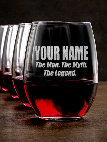 Man Myth Legend : Stemless Wine Glasses - Engraved