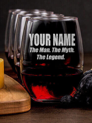 Man Myth Legend : Cheese Board Wine Glass Gift Sets - Engraved