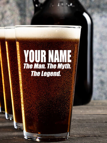 Man Myth Legend : Growler Pint Glass Gift Sets - Color Printed