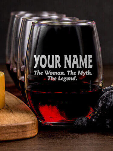 Woman Myth Legend : Cheese Board Wine Glass Gift Sets - Engraved