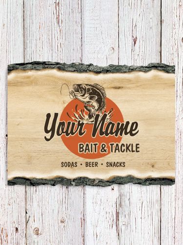 Bait and Tackle : Faux Sliced Log Plaque