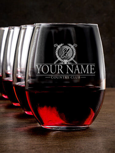 Country Club : Stemless Wine Glasses - Engraved