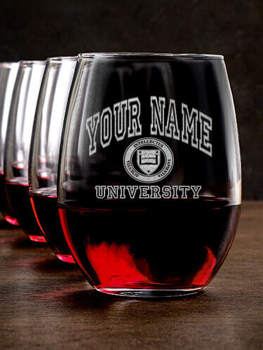 University : Stemless Wine Glasses - Engraved