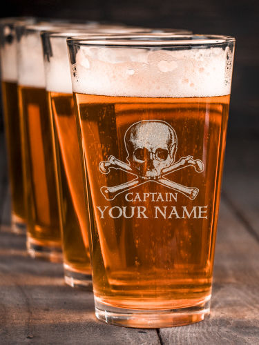Pirate Captain : Pint Glasses - Engraved