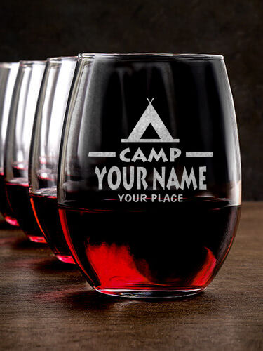 Camp : Stemless Wine Glasses - Engraved