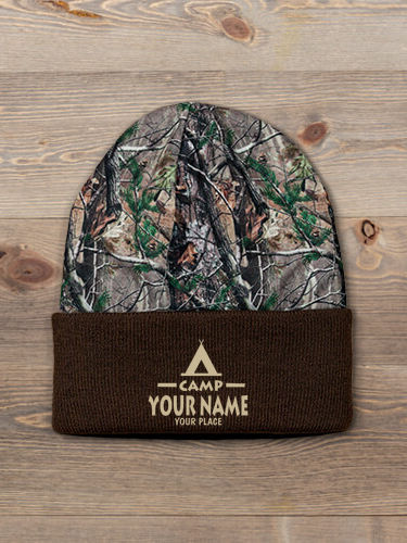 Camp : Embroidered 2-Tone Camo Cuffed Beanie