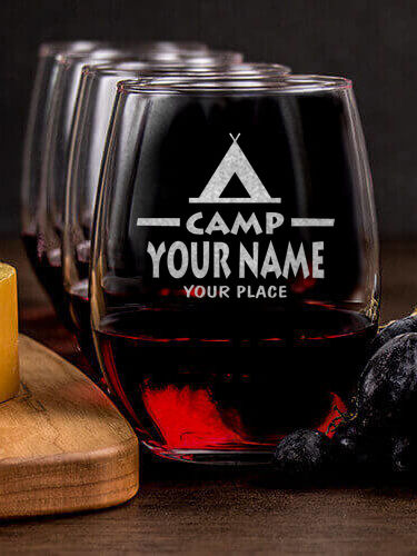 Camp : Cheese Board Wine Glass Gift Sets - Engraved