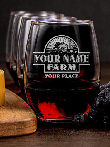 Farm : Cheese Board Wine Glass Gift Sets - Engraved