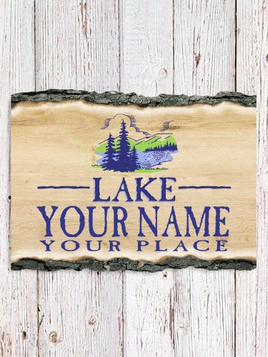 Lake : Faux Sliced Log Plaque