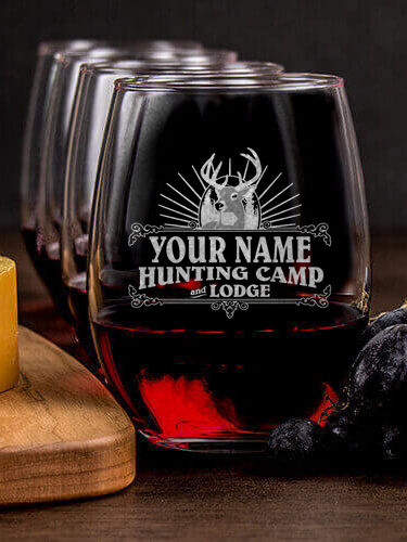 Hunting Camp : Cheese Board Wine Glass Gift Sets - Engraved