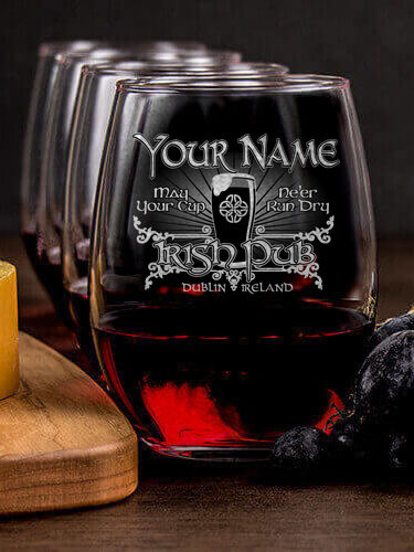 Classic Irish Pub : Cheese Board Wine Glass Gift Sets - Engraved