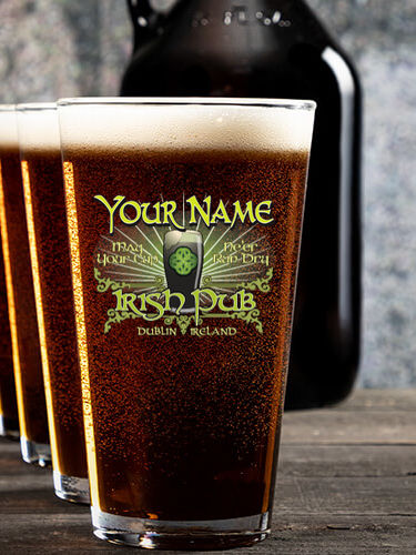 Classic Irish Pub : Growler Pint Glass Gift Sets - Color Printed