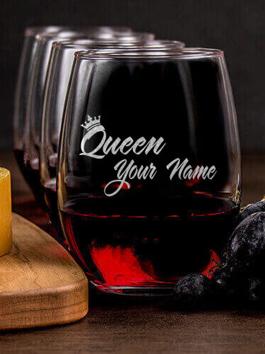 Queen : Cheese Board Wine Glass Gift Sets - Engraved