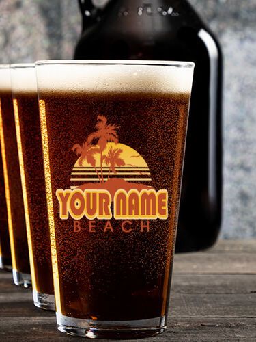 Beach : Growler Pint Glass Gift Sets - Color Printed