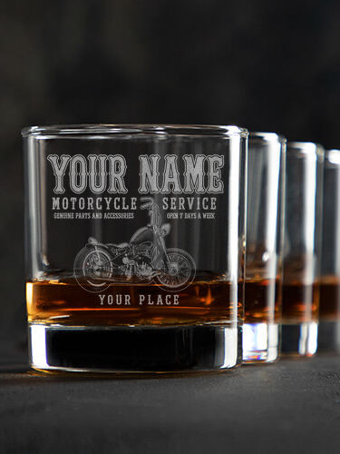 Motorcycle Service : Rocks Glasses - Engraved