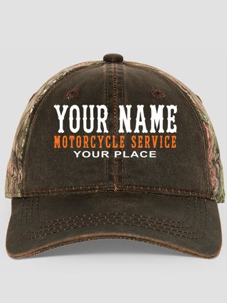 Motorcycle Service : Embroidered 2-Tone Camo Hats