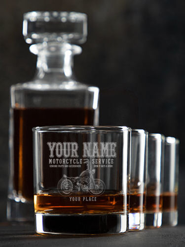 Motorcycle Service : Decanter Rocks Glass Gift Sets - Engraved