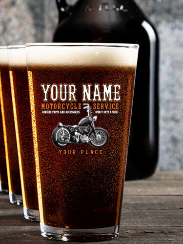 Motorcycle Service : Growler Pint Glass Gift Sets - Color Printed