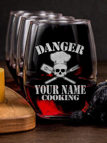 Cooking Danger : Cheese Board Wine Glass Gift Sets - Engraved