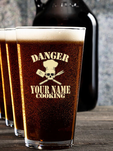 Cooking Danger : Growler Pint Glass Gift Sets - Color Printed