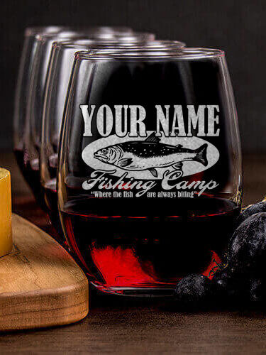 Fishing Camp : Cheese Board Wine Glass Gift Sets - Engraved