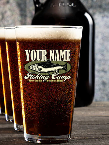 Fishing Camp : Growler Pint Glass Gift Sets - Color Printed