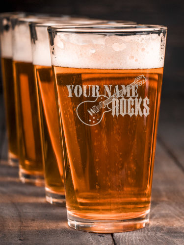 Rocks Guitar : Pint Glasses - Engraved
