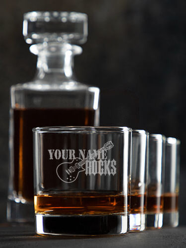 Rocks Guitar : Decanter Rocks Glass Gift Sets - Engraved