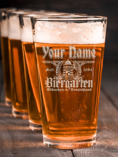 Biergarten : Pint Glasses - Engraved