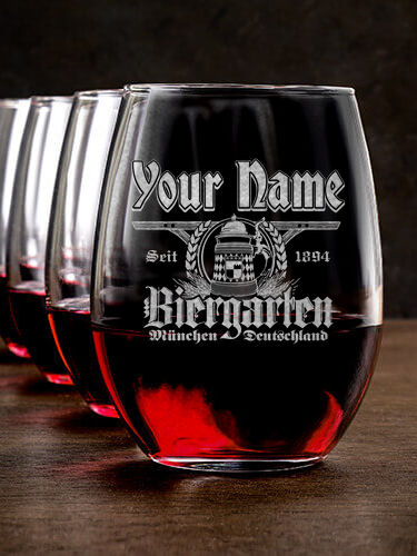 Biergarten : Stemless Wine Glasses - Engraved