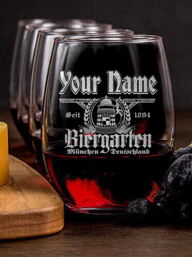 Biergarten : Cheese Board Wine Glass Gift Sets - Engraved