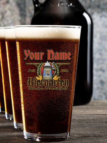 Biergarten : Growler Pint Glass Gift Sets - Color Printed