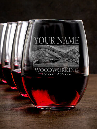 Woodworking : Stemless Wine Glasses - Engraved