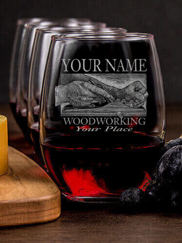 Woodworking : Cheese Board Wine Glass Gift Sets - Engraved