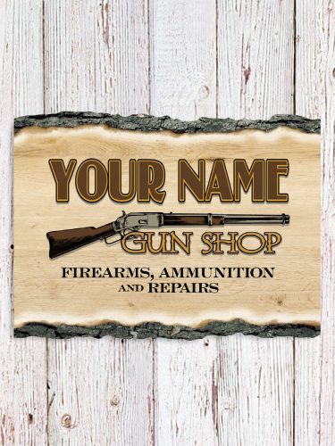 Gun Shop : Faux Sliced Log Plaque