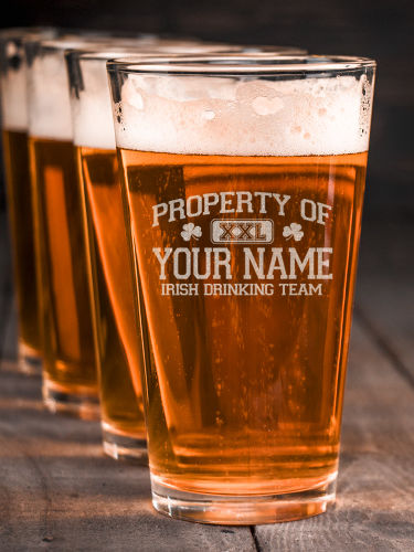 Irish Drinking Team : Pint Glasses - Engraved
