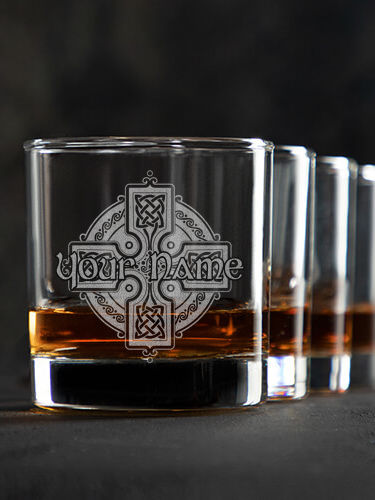 Celtic Cross : Rocks Glasses - Engraved