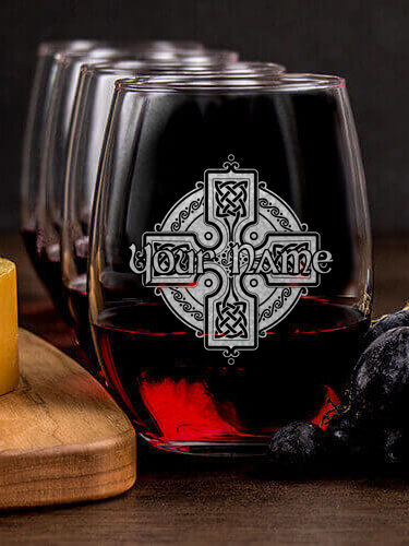 Celtic Cross : Cheese Board Wine Glass Gift Sets - Engraved