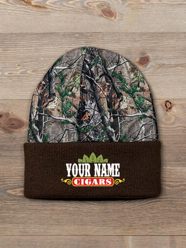 Cigars : Embroidered 2-Tone Camo Cuffed Beanie