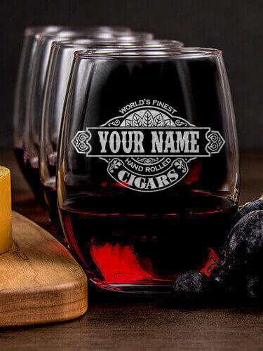 Cigars : Cheese Board Wine Glass Gift Sets - Engraved