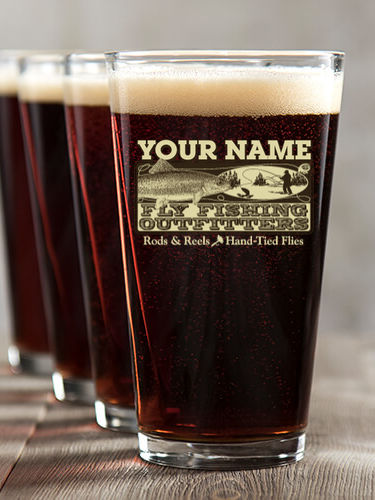 Fly Fishing : Pint Glasses - Color Printed
