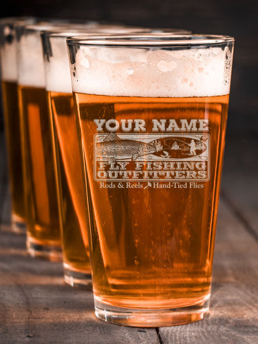 Fly Fishing : Pint Glasses - Engraved
