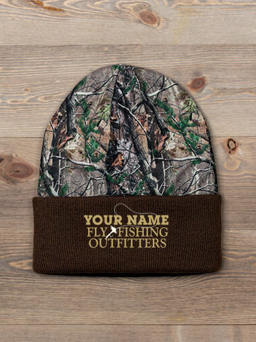 Fly Fishing : Embroidered 2-Tone Camo Cuffed Beanie