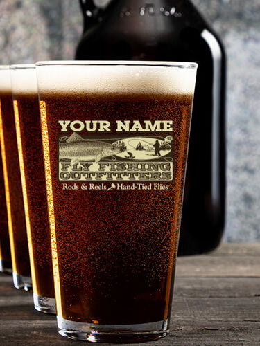 Fly Fishing : Growler Pint Glass Gift Sets - Color Printed