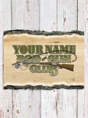 Rod and Gun Club : Faux Sliced Log Plaque