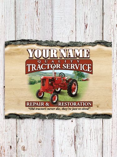 Tractor Service : Faux Sliced Log Plaque