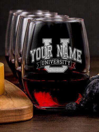 Classic University : Cheese Board Wine Glass Gift Sets - Engraved