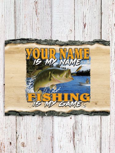Fishing is my Game : Faux Sliced Log Plaque