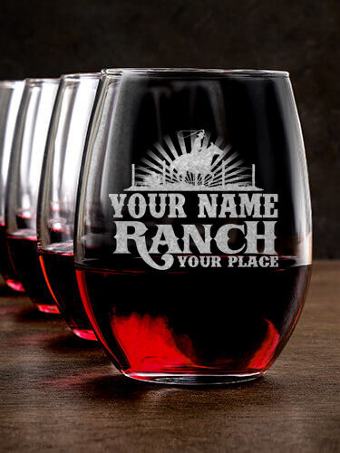 Ranch : Stemless Wine Glasses - Engraved